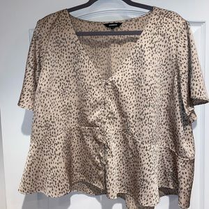 EXPRESS Tan animal print blouse size XL
